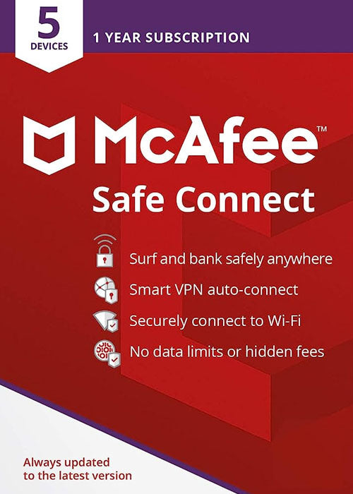 McAfee Safe Connect VPN 2023 - 5 Devices 1 Year Key Global