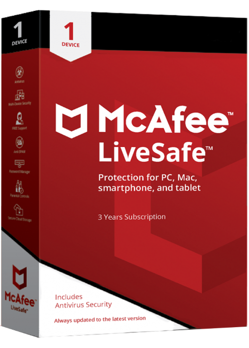 McAfee LiveSafe 2023 - 1 Device 3 Years Key