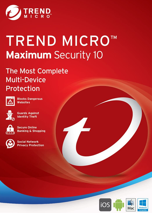 Trend Micro Maximum Security Key - 10 Devices, 1 Year GLOBAL ...